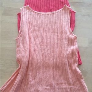 2 ribbed sweater tanks pink rose coral